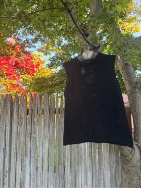 Banana Republic Black Cotton Knit Mock Neck Tank